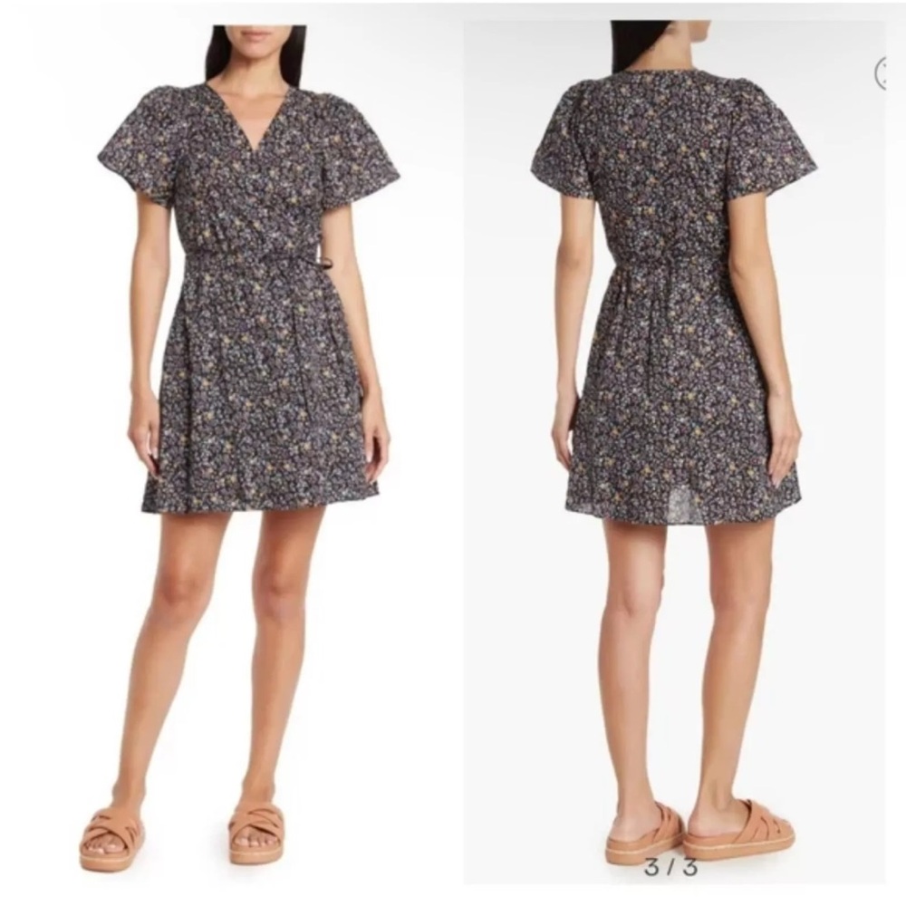 Madewell Black Floral Mini Dress
